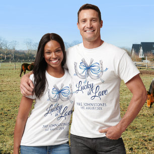 Camiseta Cinta azul suerte en amor herradura boda