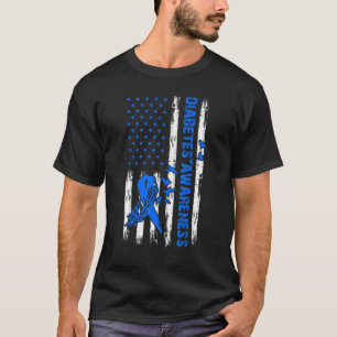 Camiseta Cinta azul T1D Bandera de Estados Unidos Tipo 1 Co