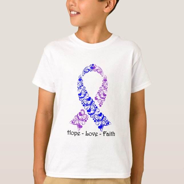 Camiseta Cinta azul y púrpura de la esperanza de la (Anverso)