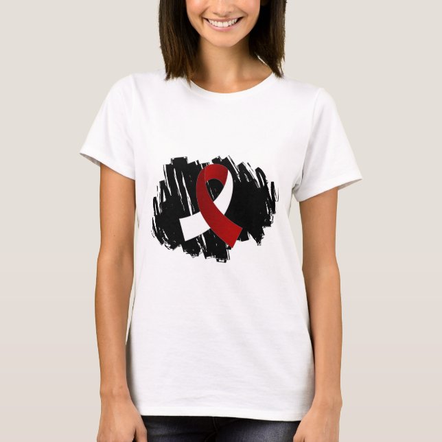 Camiseta Cinta blanca de Borgoña del cáncer principal del (Anverso)