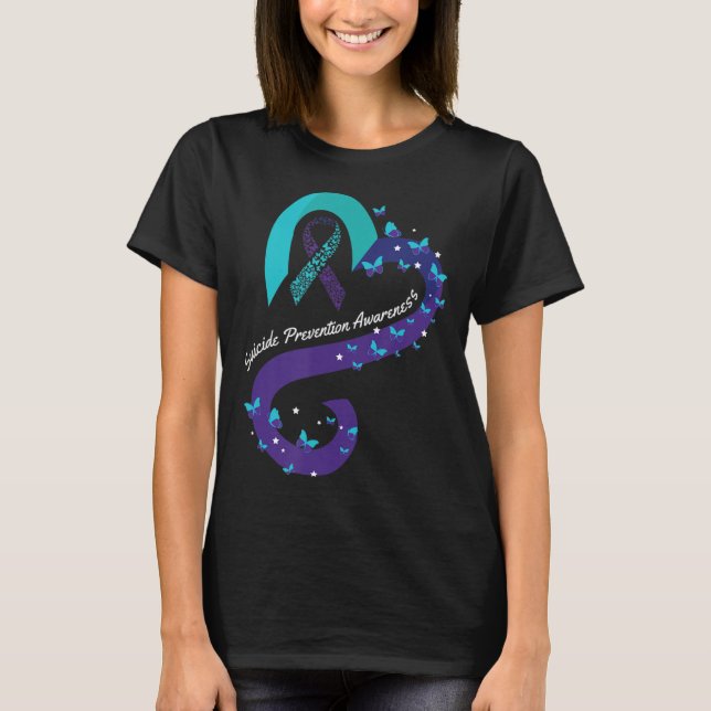 Camiseta Cinta Cardiopatía Mariposa Suicida Conciencia Ment (Anverso)