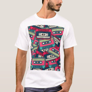 Camiseta Cinta Cassette: Colorido Patrón Irregular.