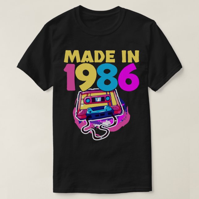 Camiseta Cinta cassette de cumpleaños 1986 (Diseño del anverso)