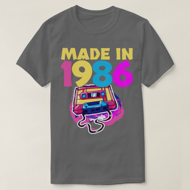 Camiseta Cinta cassette de cumpleaños 1986 2 (Diseño del anverso)