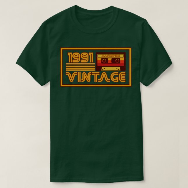 Camiseta Cinta Cassette de la pieza maestra de 1991 retro v (Diseño del anverso)