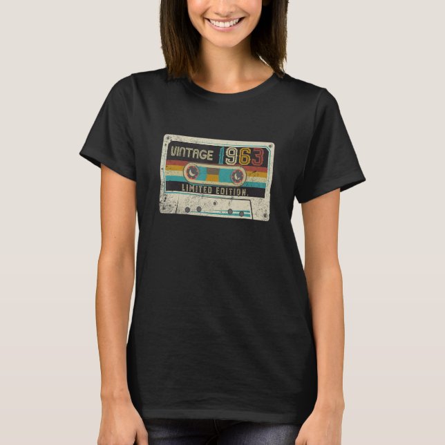 Camiseta Cinta Cassette mejor de 1963 cumpleaños número 60 (Anverso)