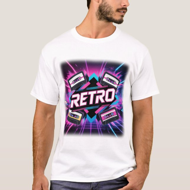 Camiseta Cinta Cassette Neon de los años 80 y 90, vibracion (Anverso)
