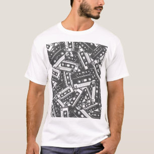 Camiseta Cinta Cassette: Patrón de cosecha monocromo