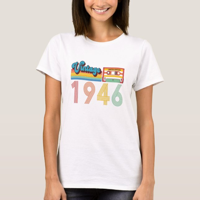 Camiseta Cinta Cassette Retro 1946 de 75 años de antigüedad (Anverso)