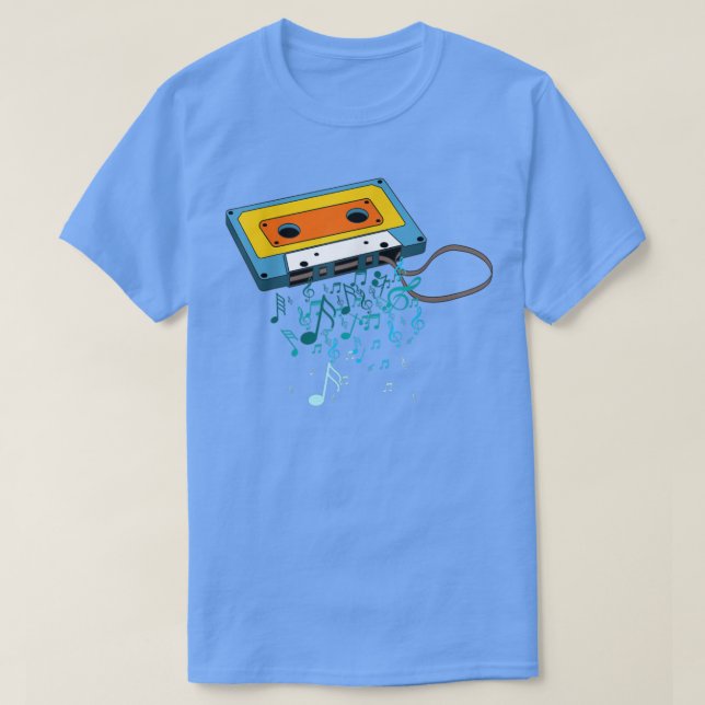 Camiseta Cinta Cassette Retro Music Notes Cla de 70's 80's  (Diseño del anverso)