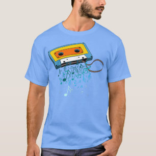 Camiseta Cinta Cassette Retro Music Notes Cla de 70's 80's 