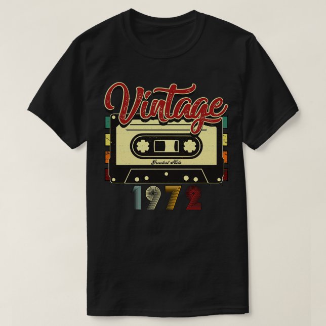 Camiseta Cinta Cassette Vintage 1972 Greatest Hits (Diseño del anverso)