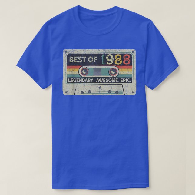 Camiseta Cinta Cassette Vintage 1988 edición limitada 34th  (Diseño del anverso)
