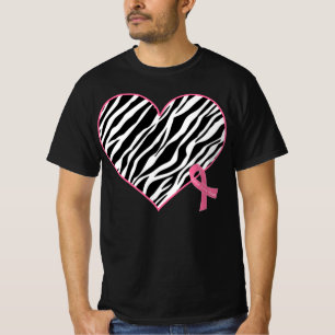 Camiseta Cinta cebra cardíaca de cebra conciencia del cánce