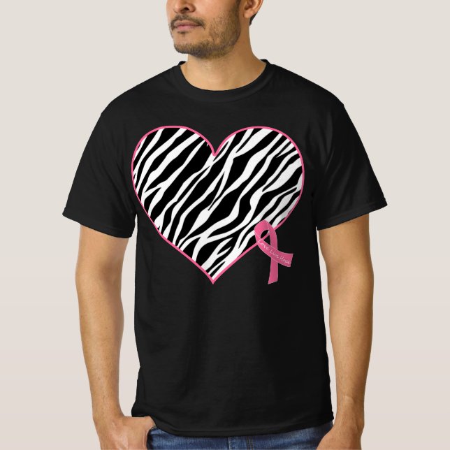 Camiseta Cinta cebra cardíaca de cebra conciencia del cánce (Anverso)