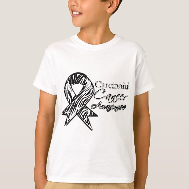 Camiseta Cinta Cebra-Rayada de la conciencia del cáncer (Anverso)