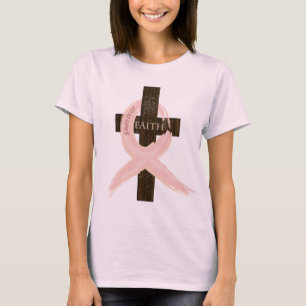 Camiseta Cinta-Cruz del rosa del superviviente del cáncer
