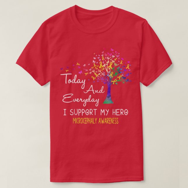 Camiseta Cinta de árbol que apoyo a mi héroe Microcefalia A (Diseño del anverso)