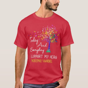 Camiseta Cinta de árbol que apoyo a mi héroe Microcefalia A