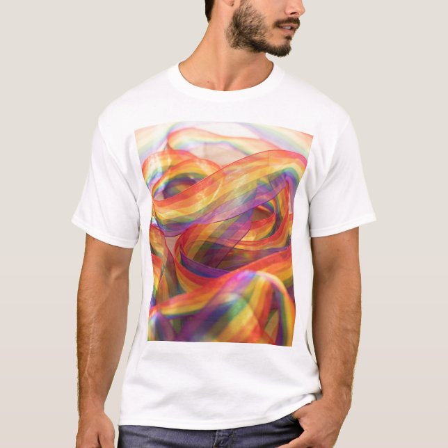 Camiseta cinta de arcoíris en cascada generada por Gemini (Anverso)