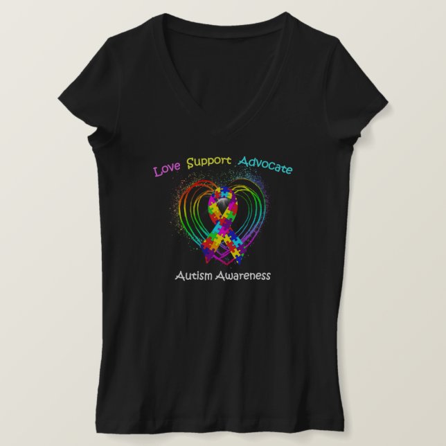 Camiseta Cinta de autismo en el corazón (Anverso del diseño)