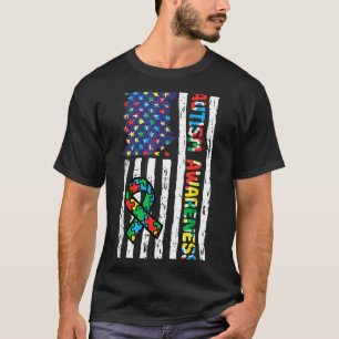 Camiseta Cinta de bandera de concienciación sobre el autism