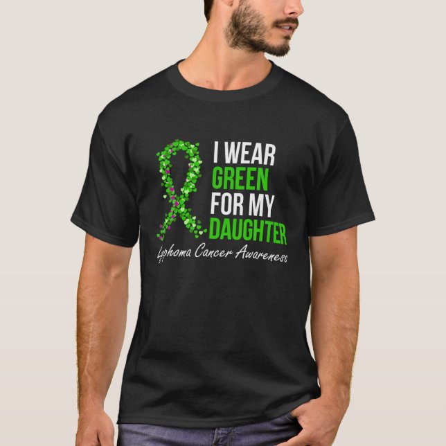 Camiseta Cinta De Cáncer De Linfoma Que Uso Verde Para Mi H (Anverso)