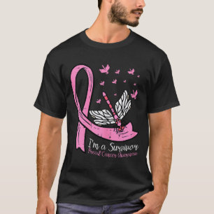 Camiseta Cinta de cáncer de mama libélula superviviente con