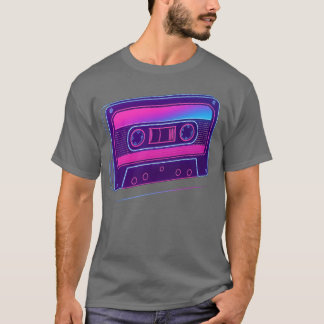 Camiseta Cinta de casete de neón Diseño Retro retro