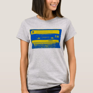 Camiseta Cinta de casete retro azul y amarillo