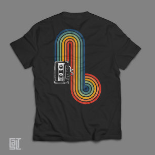 Camiseta Cinta de Casete Retro de los 80 Ola de Arcoíris – 