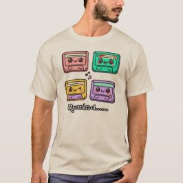 Camiseta Cinta de casete retro linda "Rebobinar" Diseño Kaw