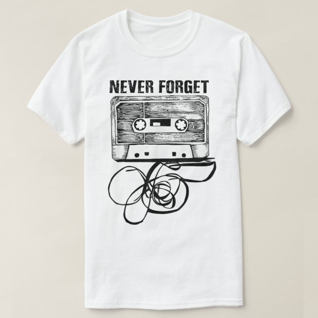 Camiseta Cinta de Casete Retro Nunca Olvides (Diseño del anverso)