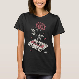 Camiseta Cinta de Casete Retro Rosa Nombre Personalizado