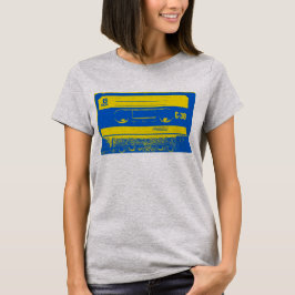 Camiseta Cinta de cassette azul y amarillo retro