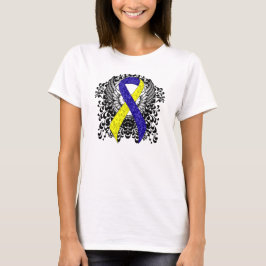 Camiseta Cinta de conciencia azul y amarilla con alas