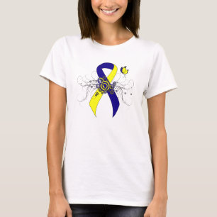 Camiseta Cinta de conciencia azul y amarilla con mariposa