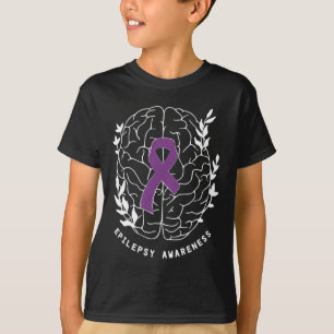 Camiseta Cinta de Conciencia de la Epilepsia Morado Cerebro