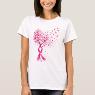 Camiseta Cinta de Conciencia del Cáncer de Mama Árbol Coraz