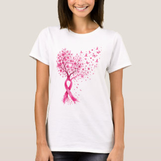 Camiseta Cinta de Conciencia del Cáncer de Mama Árbol Coraz