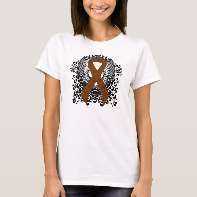 Camiseta Cinta de conciencia marrón con alas (Anverso)