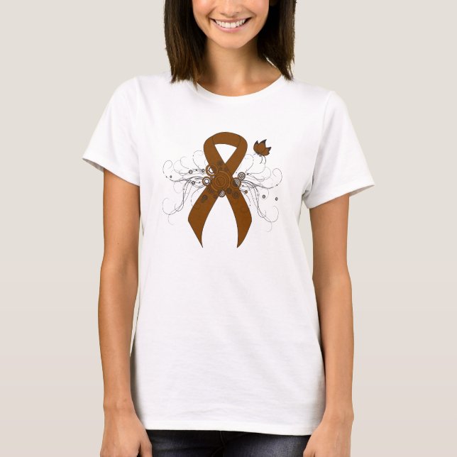 Camiseta Cinta de conciencia marrón con mariposa (Anverso)