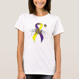 Camiseta Cinta de conciencia morada y amarilla con mariposa
