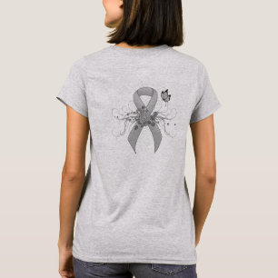 Camiseta Cinta de conciencia plateada con mariposa