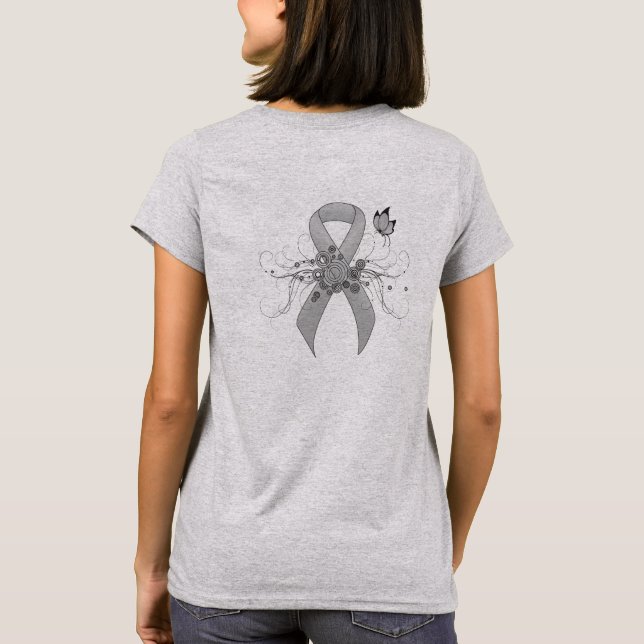 Camiseta Cinta de conciencia plateada con mariposa (Reverso)