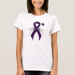Camiseta Cinta de conciencia púrpura con mariposa