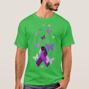 Camiseta Cinta de conciencia púrpura con mariposas