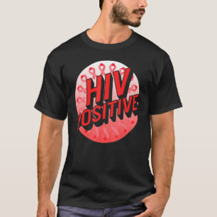 Camiseta Cinta de Conciencia Roja positiva del VIH en los d