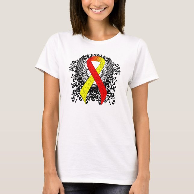 Camiseta Cinta de conciencia roja y amarilla con alas (Anverso)