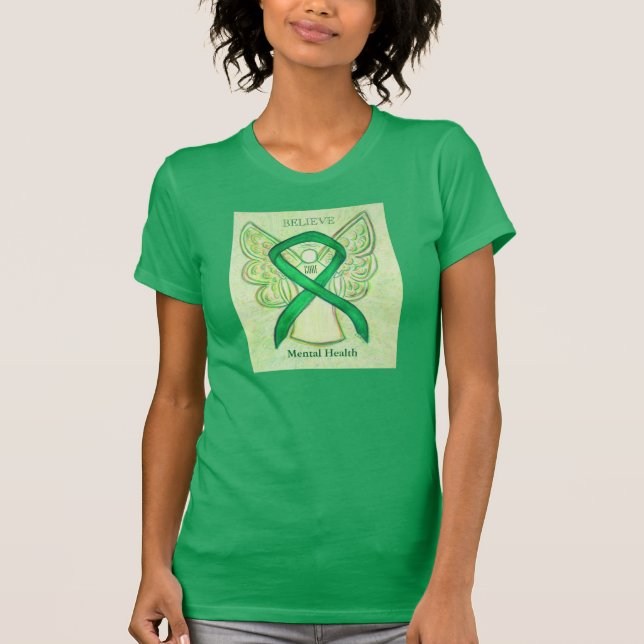 Camiseta Cinta de conciencia verde sobre salud mental Camis (Anverso)
